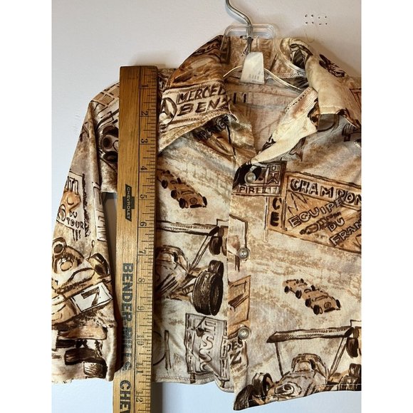 Vintage 60s 70s Toddler Button Down Shirt Race Car Porsche Mercedes Champion 2t - Picture 9 of 12